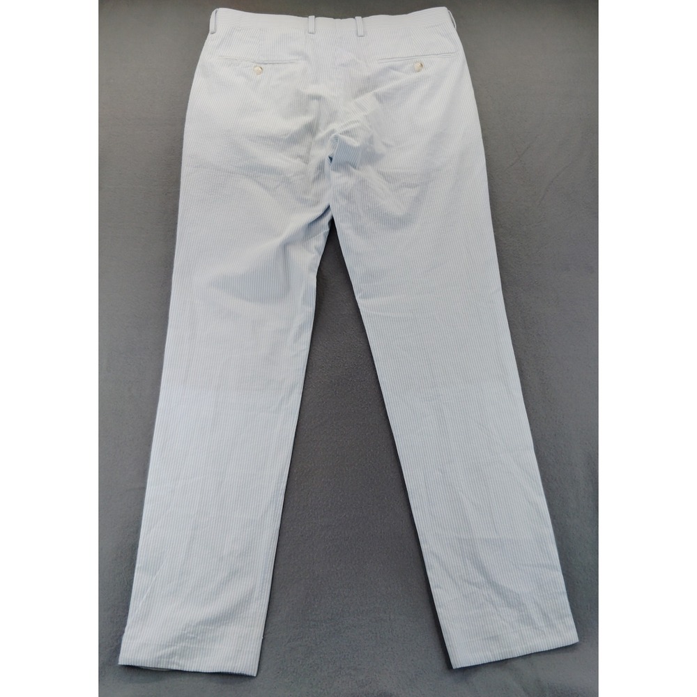 J Crew Ludlow Slim Pants Mens 31x32 Blue Excellent Seersucker Cotton Trousers